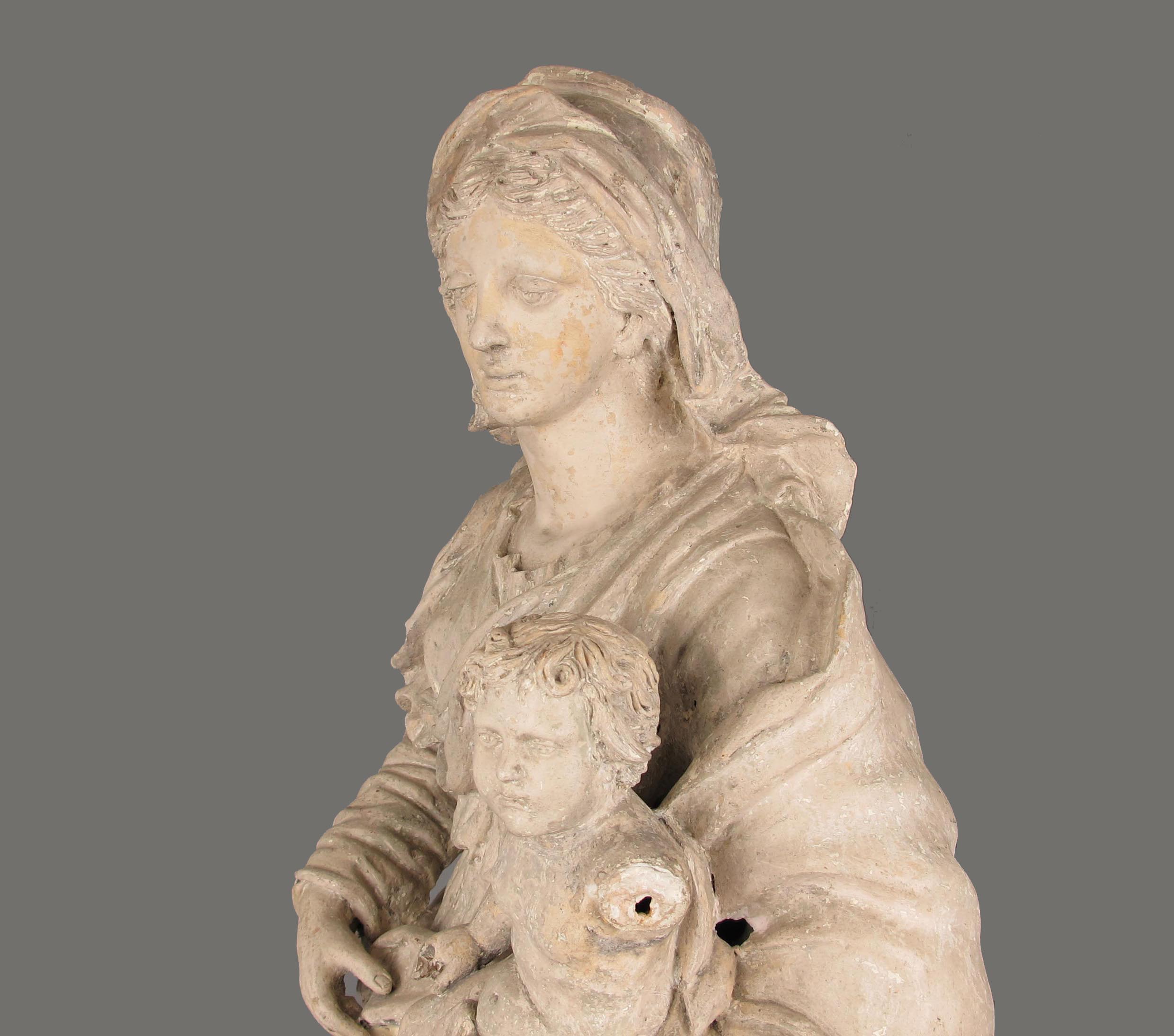 Terracotta Virgin and Child, Detombay Liege 18th C. - Image 4